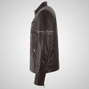 FERGUS Men’s Brown Leather Racer Jacket