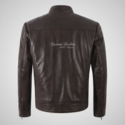 FERGUS Men’s Brown Leather Racer Jacket