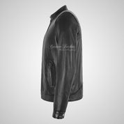 KOBE Perforated Leather Mens Biker Style Fashion Jacket Black