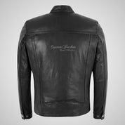 KOBE Perforated Leather Mens Biker Style Fashion Jacket Black