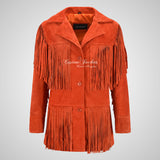 FREE SPIRIT Fringe Suede Biker Jacket For Women
