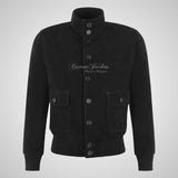 NOSTALGIC Black Suede Bomber Jacket For Mens Soft Goat Suede