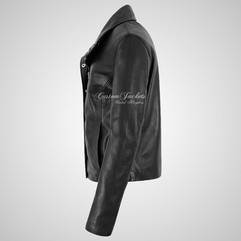 LAELA Women’s Foldable Collar Leather Biker Jacket