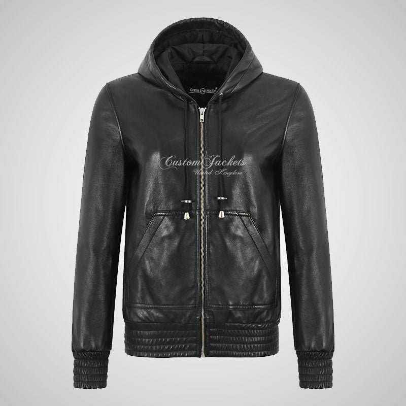 DOROTHY Women’s Hooded Leather Bomber Jacket