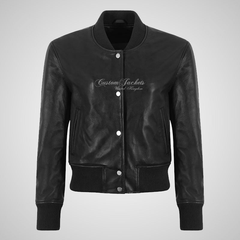 ITZEL Women’s Leather Varsity Bomber Jacket