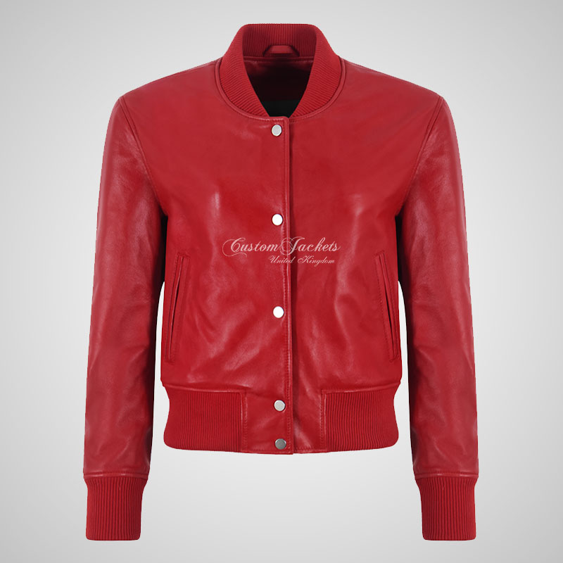 ITZEL Women’s Leather Varsity Bomber Jacket