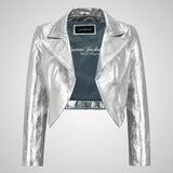 LUISA Ladies Leather Bolero Jacket Silver/Golden Leather Jackets