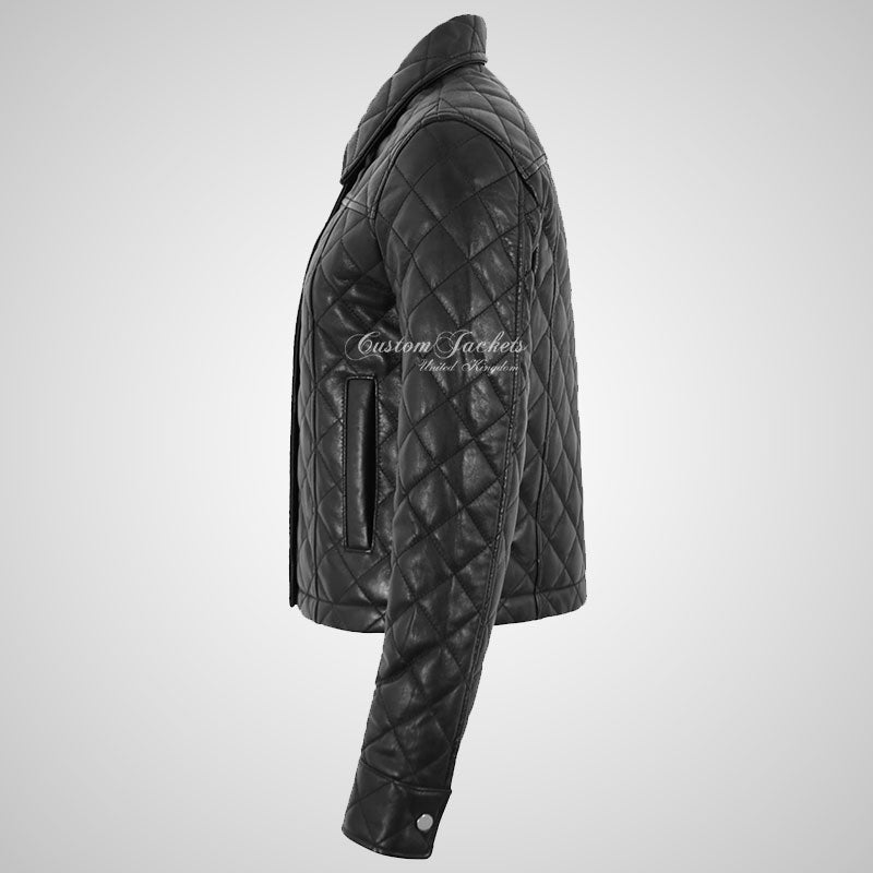 OPHELIA Women’s Quilted Leather Collared Jacket