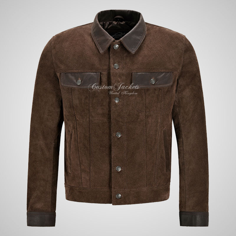 WEST Trucker Suede Jacket with Cow Leather Collars