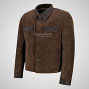 WEST Trucker Suede Jacket with Cow Leather Collars
