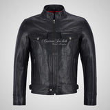 ROADSTER Mens Biker Leather Jacket Black Motorcycle Jacket