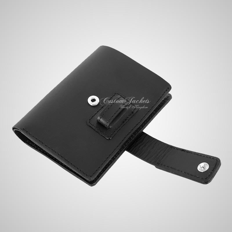 Men's Bifold Loop Stud Leather Wallet Black RFID Protected