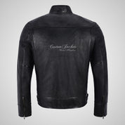 ROADSTER Men's Biker Leather Jacket - Soft Lambskin Napa Leather