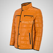 VAULT Padded Leather Jacket For Mens Soft Leather Puffer Jacket