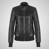 MALICE Ladies Black Bomber Leather Jacket