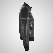 MALICE Ladies Black Bomber Leather Jacket