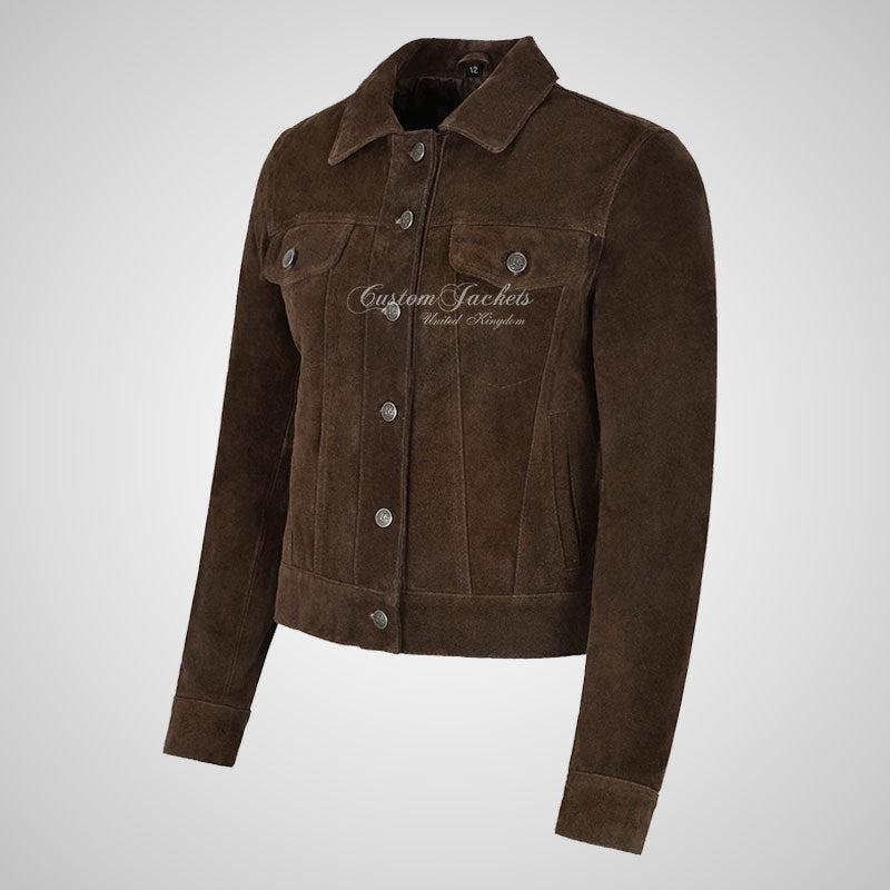 CHLOE Women's TRUCKER Style Soft Suede Jacket Leather Shacket