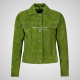 CHLOE Women's TRUCKER Style Soft Suede Denim Jacket