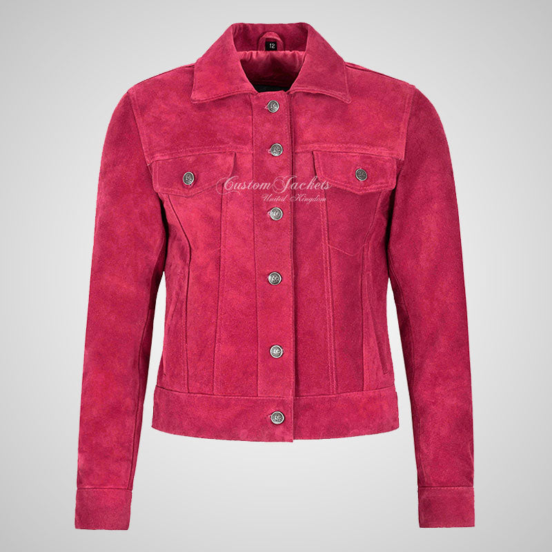 CHLOE Women's TRUCKER Style Soft Suede Jacket Leather Shacket