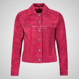 CHLOE Women's TRUCKER Style Soft Suede Jacket Leather Shacket
