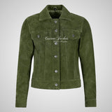 CHLOE Women's TRUCKER Style Soft Suede Denim Jacket