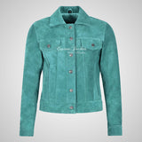 CHLOE Women's TRUCKER Style Soft Suede Denim Jacket