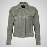 CHLOE Women's TRUCKER Style Soft Suede Denim Jacket