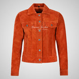CHLOE Women's TRUCKER Style Soft Suede Denim Jacket