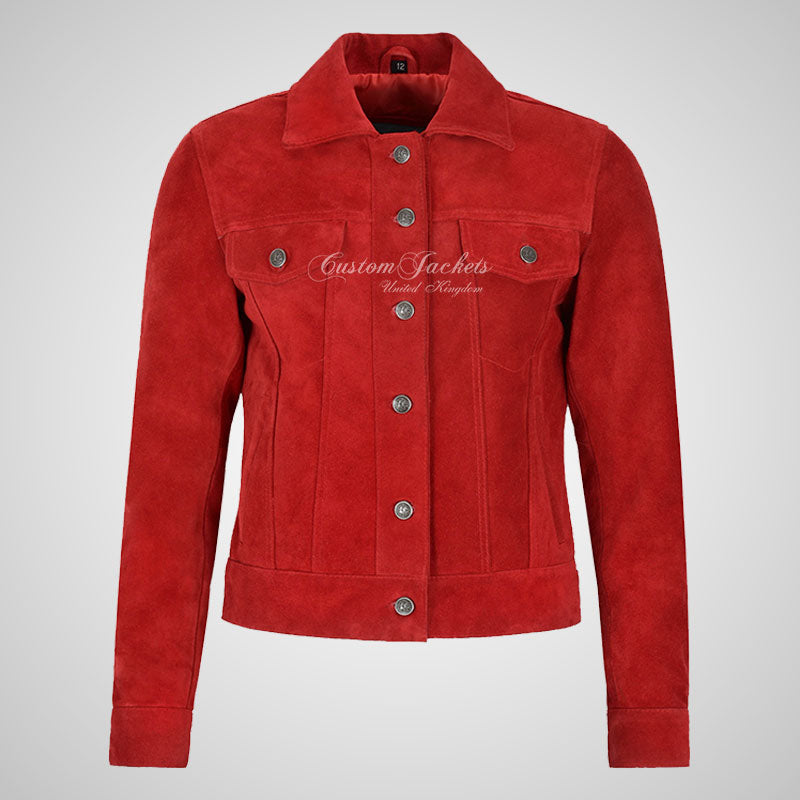 CHLOE Women's TRUCKER Style Soft Suede Jacket Leather Shacket