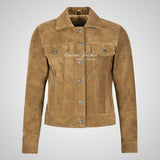 CHLOE Women's TRUCKER Style Soft Suede Denim Jacket
