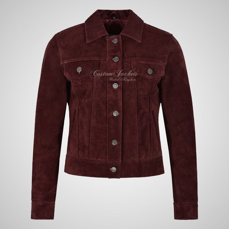 CHLOE Women's TRUCKER Style Soft Suede Jacket Leather Shacket