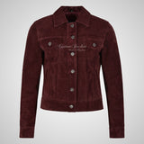 CHLOE Women's TRUCKER Style Soft Suede Jacket Leather Shacket