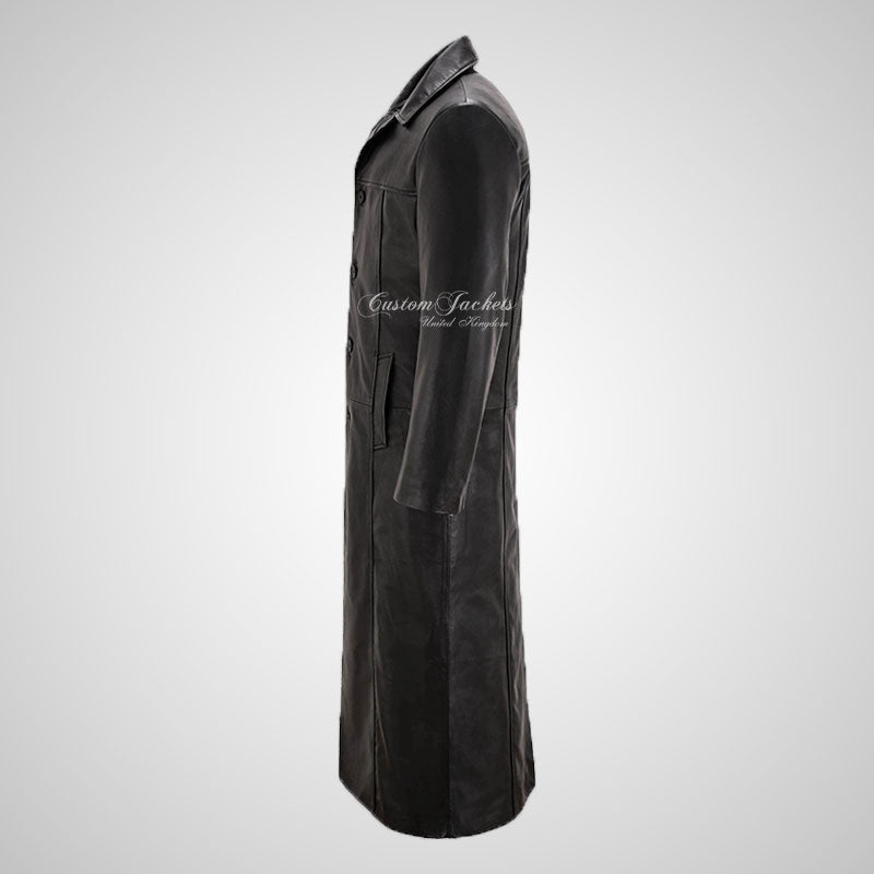 Shadowfall Full Length Leather Gothic Coat Black For Mens