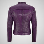 MERIA Ladies Biker Style Leather Jacket Soft Real Leather