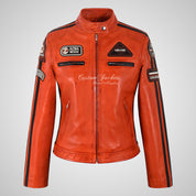 LDS SIZMA Leather Biker Jacket for Women