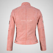 LDS SIZMA Leather Biker Jacket for Women