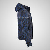 GHOST PROTOCOL Leather Jacket Vintage Blue Wrinkle Hooded Jacket