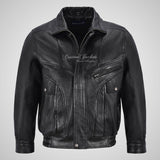 DALLAS Men's Regular Fit Blouson Style Leather Jacket Black