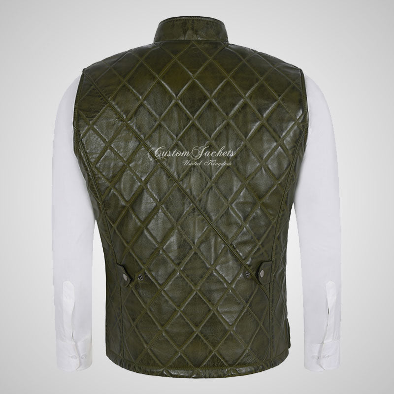 VOYAGER Men’s Leather Vest Quilted Soft Leather Gilet
