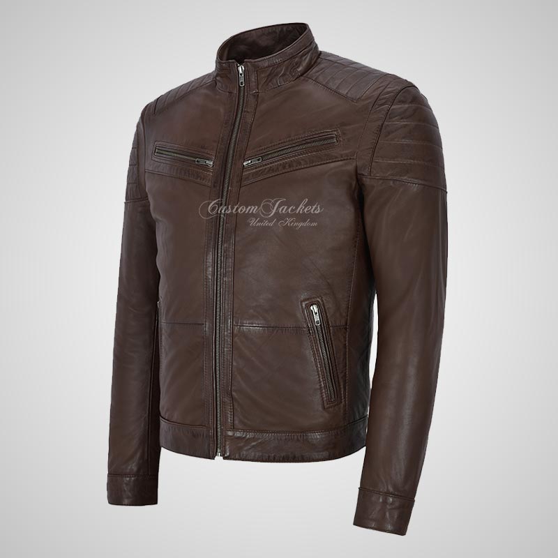 CONWY Men's Biker Leather Jacket Soft Leather Fashion Jacket
