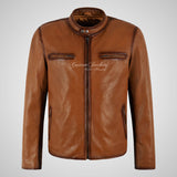 JAX Mens Leather Biker Jacket Waxed Vintage Leather