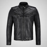 ROLF Mens Biker Style Leather Jacket Soft Lamb Napa Leather