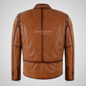 JAX Mens Leather Biker Jacket Waxed Vintage Leather