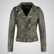 Ladies BRANDO Style Biker Leather Jacket Soft Leather Jacket