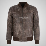 SEVENTIES 70’s Vintage Buffed Leather Bomber Jacket For Mens