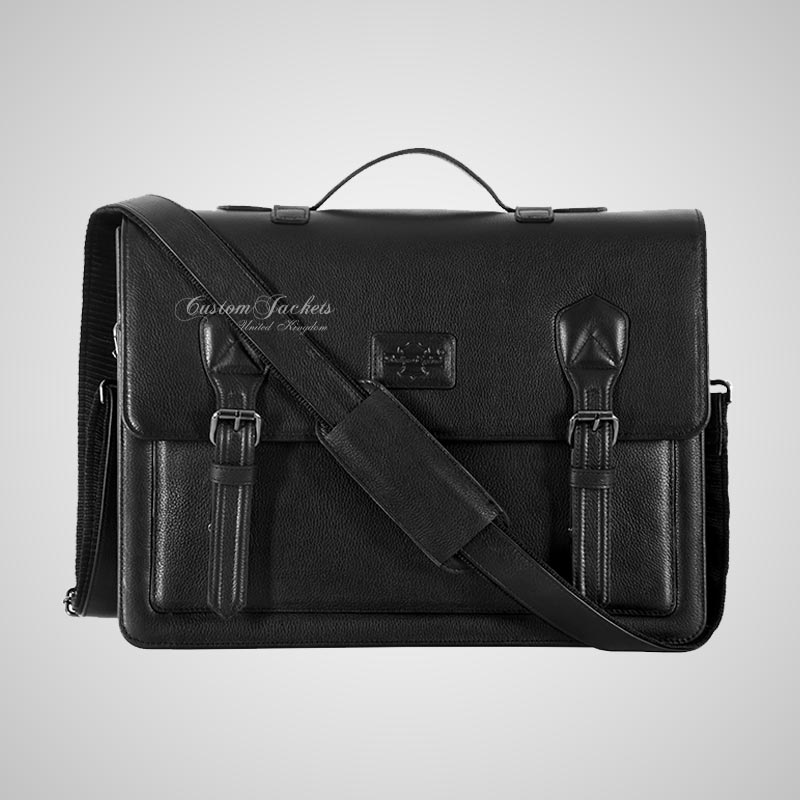 Leather Briefcase Laptop Bag Black Shoulder Office Messenger Bag