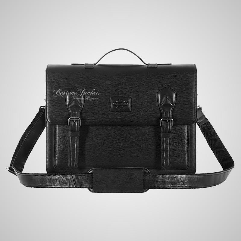 Leather Briefcase Laptop Bag Black Shoulder Office Messenger Bag