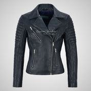 ROSETTA Ladies Biker Leather Jacket Soft Lambskin Napa Leather