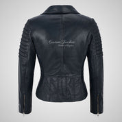 ROSETTA Ladies Biker Leather Jacket Soft Lambskin Napa Leather