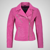 ROSETTA Ladies Biker Leather Jacket Soft Lambskin Napa Leather